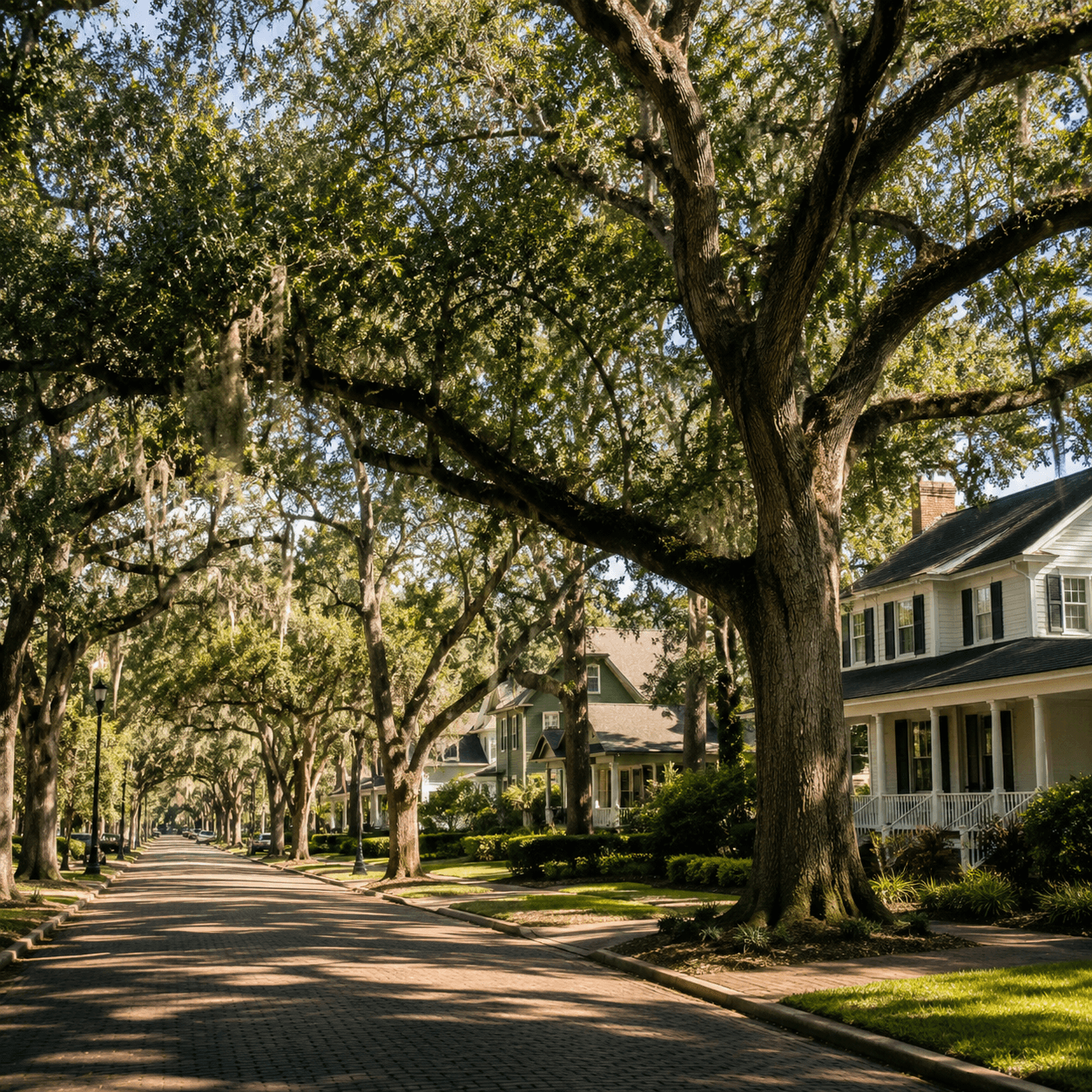 Winter Park oak-lined street with Spanish moss